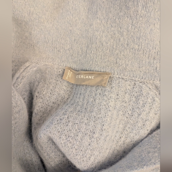 Everlane Baby Blue THE ALPACA WAFFLE-STITCH POLO Sweater S - Picture 11 of 13